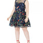 City Studios Women's Trendy Plus Floral Embroidered Dress Navy Size 20W