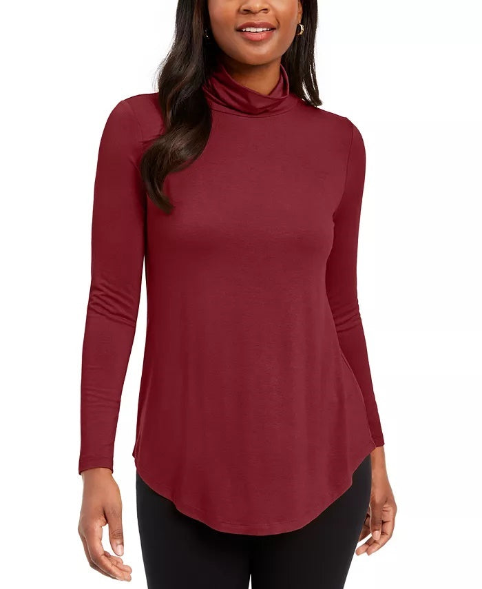 JM Collection Women's Solid Turtleneck Red Size Small