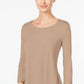 JM Women's Collection Scoop-Neck Top Dark Beige Size Extra Small