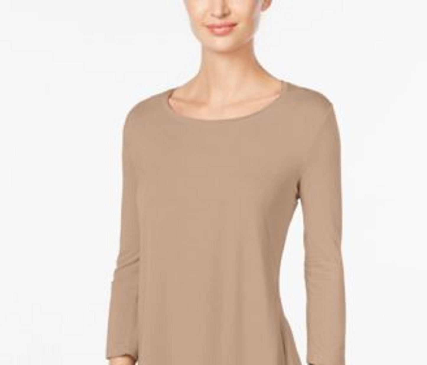JM Women's Collection Scoop-Neck Top Dark Beige Size Extra Small