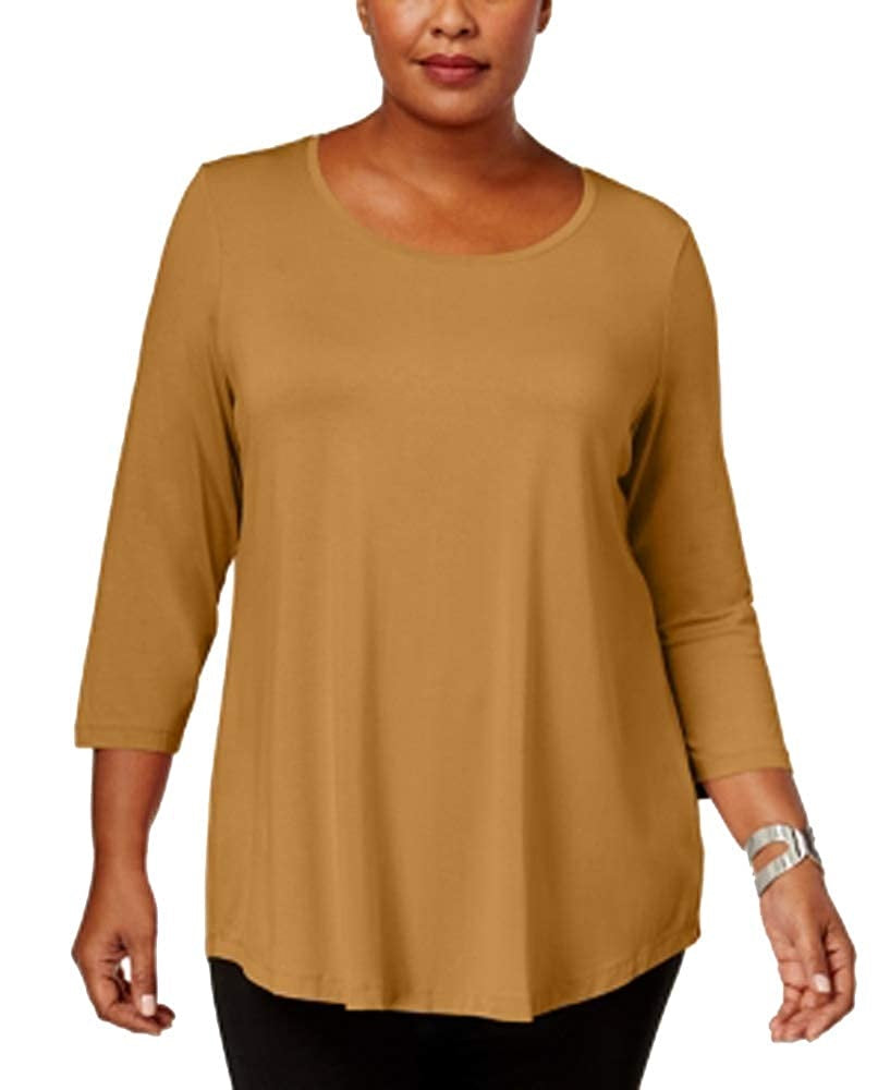 JM Collection Women's Scoop-Neck Top Gold Size XX-Large