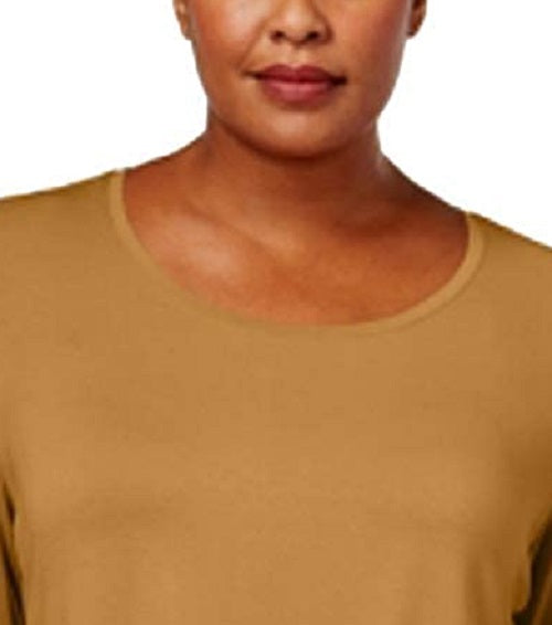 JM Collection Women's Scoop-Neck Top Gold Size XX-Large