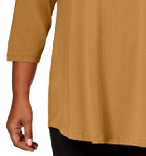 JM Collection Women's Scoop-Neck Top Gold Size XX-Large