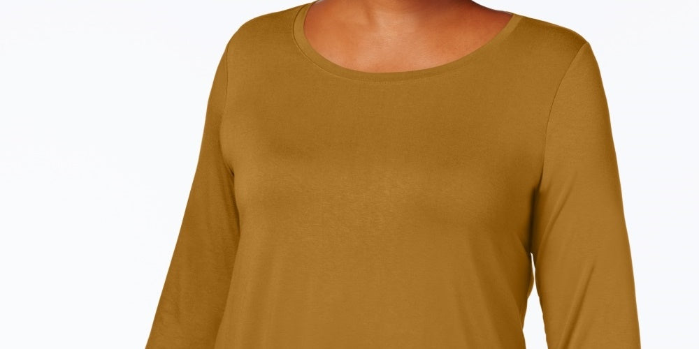 JM Collection Women's Plus Size Scoopneck Top Yellow Size 1X