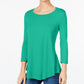 JM Collection Women's Scoop Neck Top Green Size Large