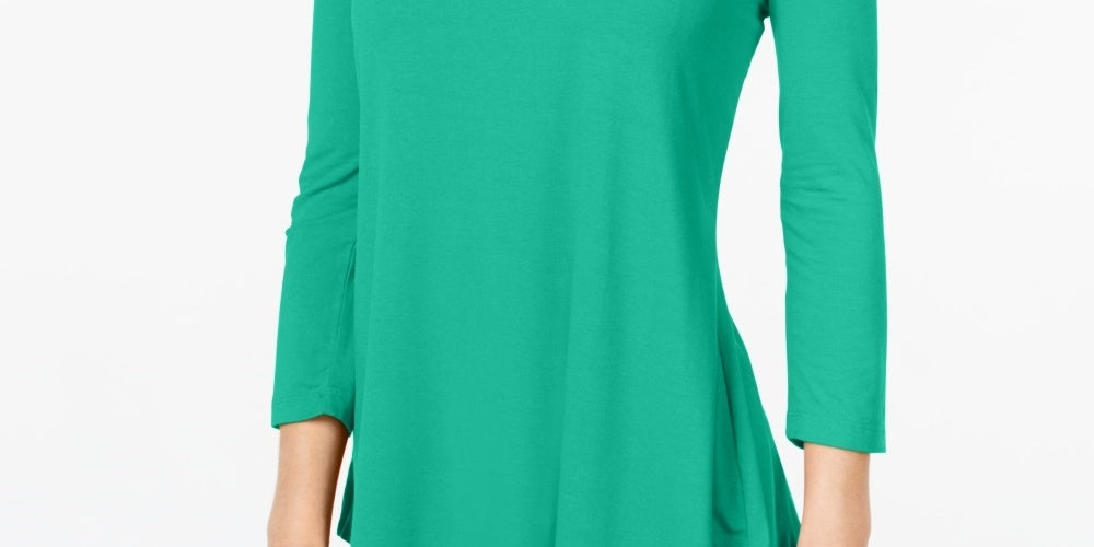 JM Collection Women's Scoop Neck Top Green Size Large