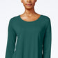 JM Women's Collection Scoop-Neck Top Med Green Size Small