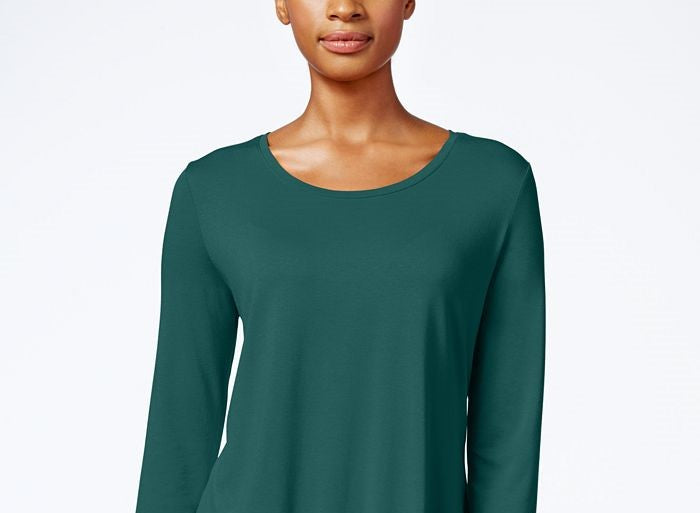 JM Women's Collection Scoop-Neck Top Med Green Size Small