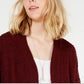 Say What? Junior's Open Front Textured Cardigan Red Size Medium