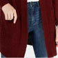 Say What? Junior's Open Front Textured Cardigan Red Size Medium