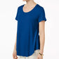JM Collection Women's Scoop Neck Top Blue Size Medium