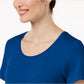 JM Collection Women's Scoop Neck Top Blue Size Medium
