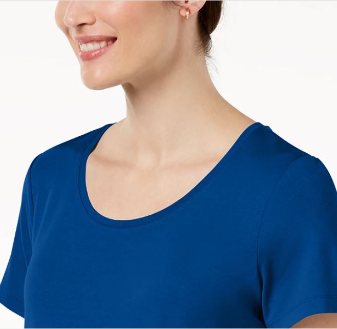 JM Collection Women's Scoop Neck Top Blue Size Medium