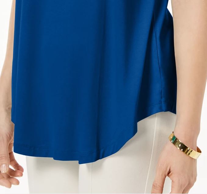 JM Collection Women's Scoop Neck Top Blue Size Medium