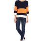 Vince Camuto Women's Striped Elbow-Sleeve Teddy Bear Sweater Orange Size Small
