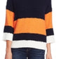 Vince Camuto Women's Striped Elbow-Sleeve Teddy Bear Sweater Orange Size Small