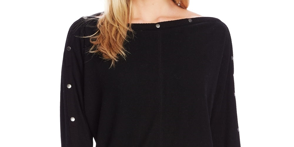 Vince Camuto Women's Boat-Neck Hardware Top Gray Size Medium