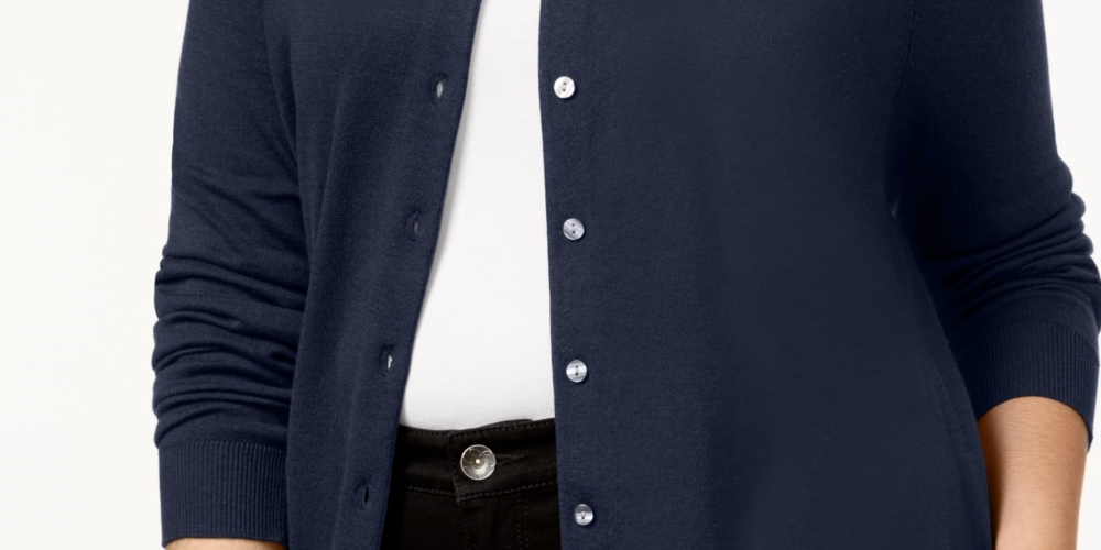 Karen Scott Women's Plus Size Cardigan Navy Size 2X