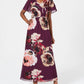 SL Fashions Women's Floral Print Embellished Maxi Dress Purple Size 14