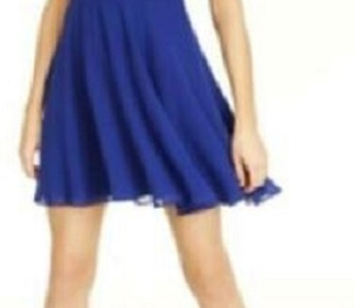 City Studios Juniors' V-Neck Skater Dress Blue Size 0