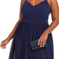 City Studios Women's Trendy Plus Chiffon Slit Gown Blue Size 20W