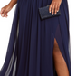 City Studios Women's Trendy Plus Chiffon Slit Gown Blue Size 20W