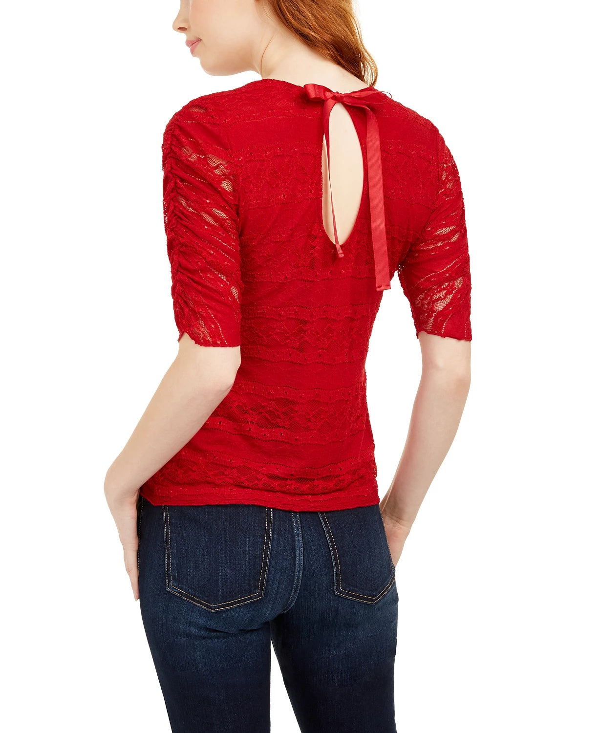 American Rag Juniors'' Tie-Back Lace Blouse Dark Red Size Large