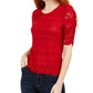 American Rag Junior's Tie Back Lace Blouse Red Size Small