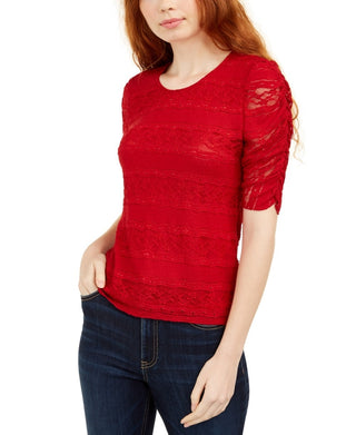 American Rag Junior's Tie Back Lace Blouse Red Size Small