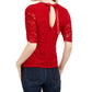 American Rag Junior's Tie Back Lace Blouse Red Size Small