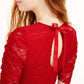 American Rag Junior's Tie Back Lace Blouse Red Size Small