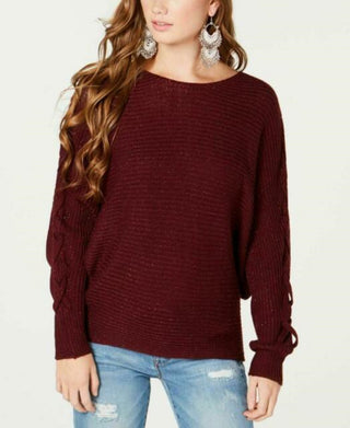 American Rag Juniors' Lace-Up Tunic Sweater Dark Red Size Medium