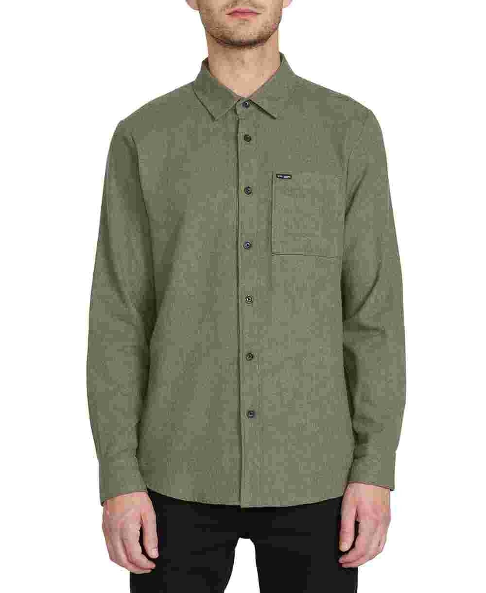 Volcom Men's Caden Solid Long Sleeve Army Combo Green Size Small