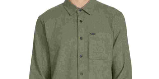 Volcom Men's Caden Solid Long Sleeve Army Combo Green Size Small