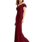 Betsy & Adam Women's Off-The-Shoulder Gown Bright Red Size 14