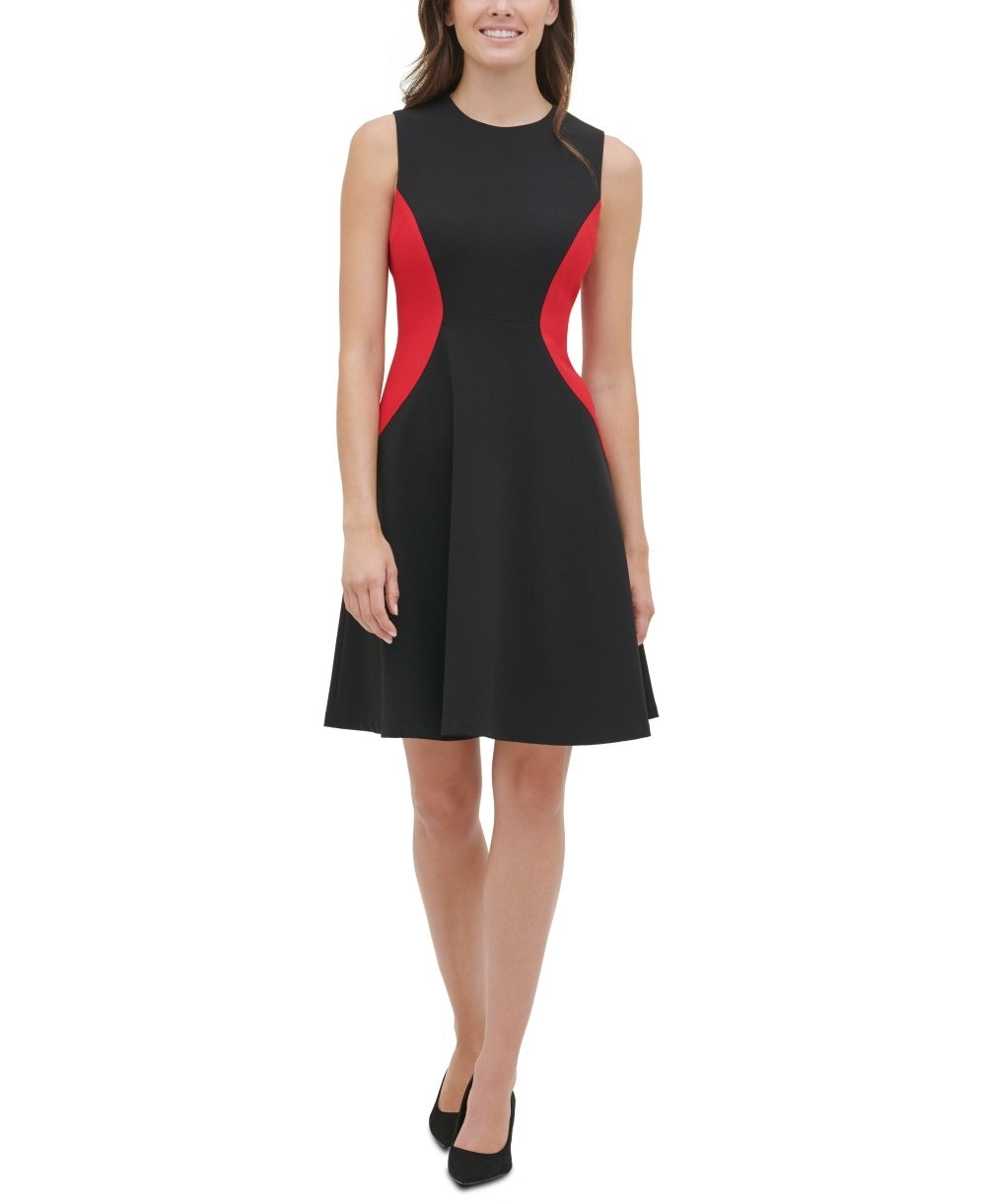 Tommy Hilfiger Women's Colorblocked Fit & Flare Dress Black Size 14
