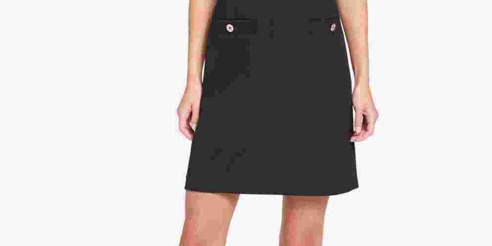 Tommy Hilfiger Women's Scuba Crepe Grommet Top Pocket Dress Black Size 12