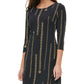 Tommy Hilfiger Women's Chain-Print Jersey Dress Gray Size 14