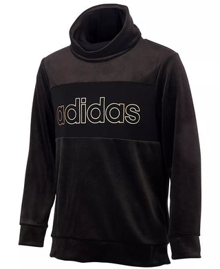 adidas Big Girl's Velour Funnel Neck Sweatshirt Black