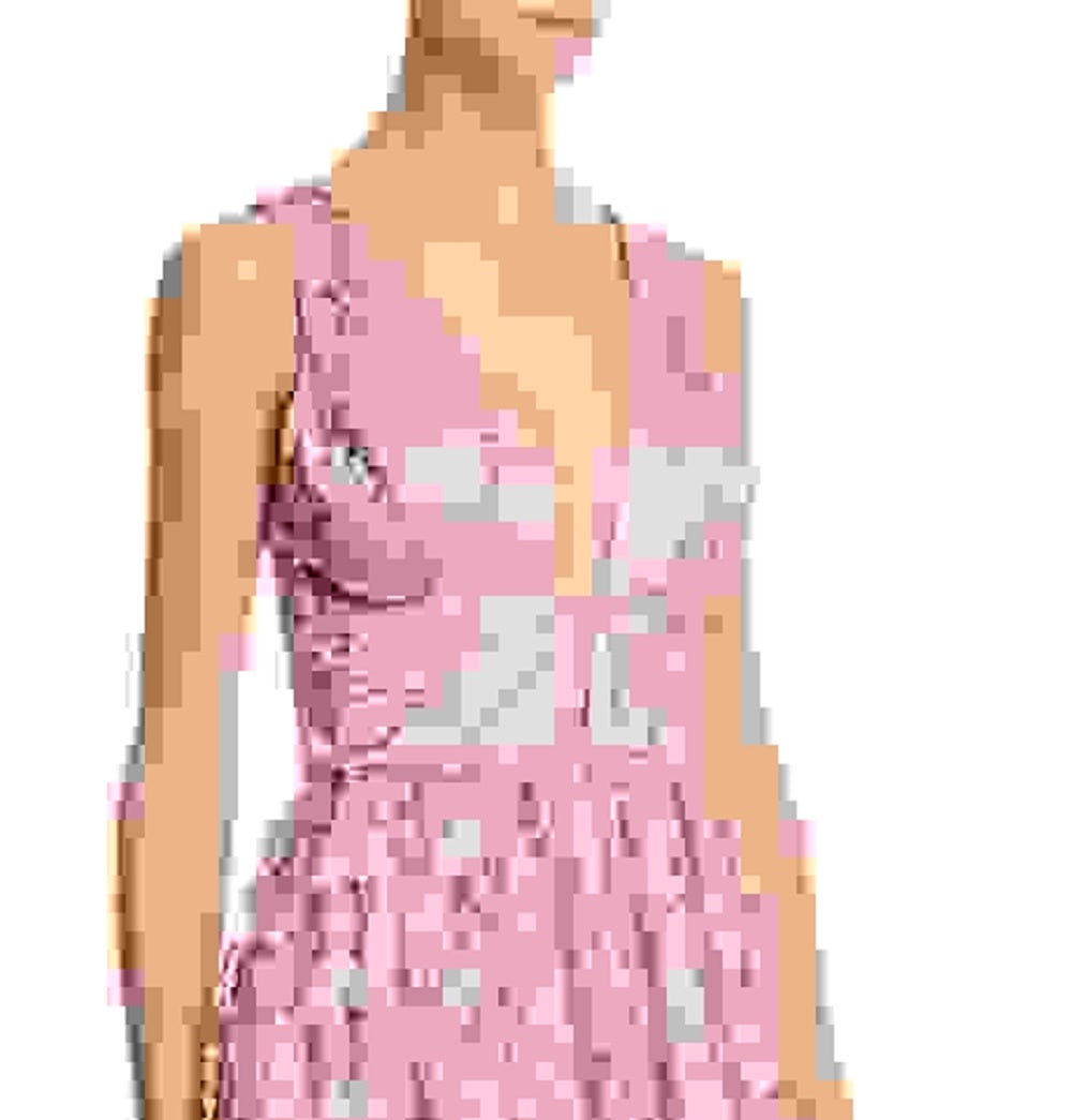 Avery G Women's Floral Embroidered Tulle Gown Med Purple Size 8