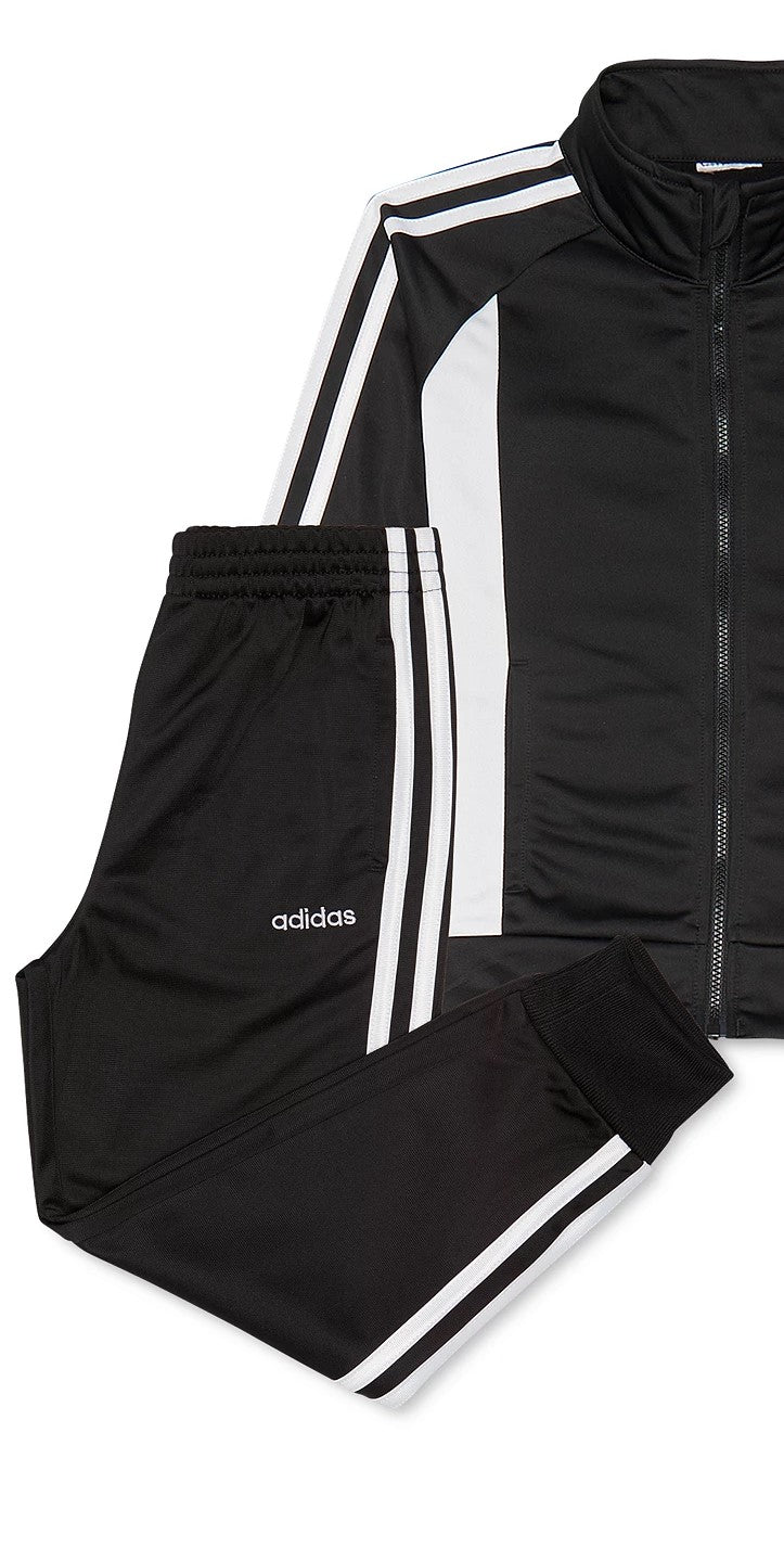 Adidas Little Girls 2 Pc Colorblocked Jacket & Pants Tricot Track Set Black Size 5