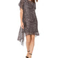 Adrianna Papell Women's Leopard Print Chiffon Flyaway Dress Gray Size Medium