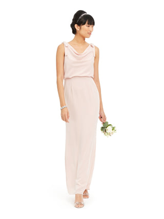 Adrianna Papell Women's Sleeveless Cowl Neck Maxi Sheath Evening Dress Pink Size 12