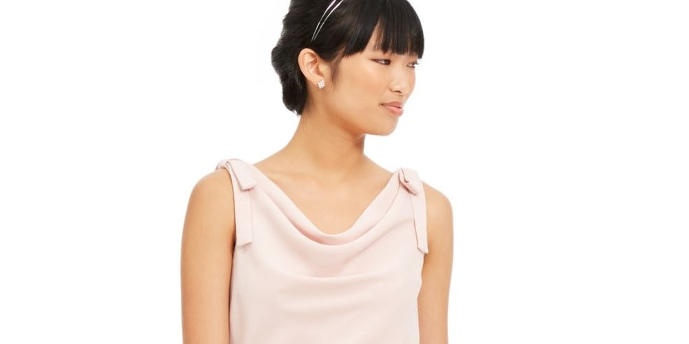 Adrianna Papell Women's Sleeveless Cowl Neck Maxi Sheath Evening Dress Pink Size 12