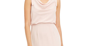 Adrianna Papell Women's Sleeveless Cowl Neck Maxi Sheath Evening Dress Pink Size 12