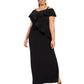 Adrianna Papell Women's Plus Size Ruffled Cold-Shoulder Gown Black Size 18