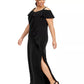 Adrianna Papell Women's Plus Size Ruffled Cold-Shoulder Gown Black Size 18