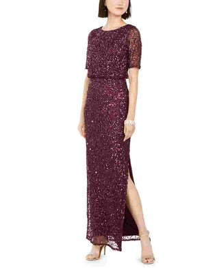 Adrianna Papell Women's Beaded Gown Wine Size 16