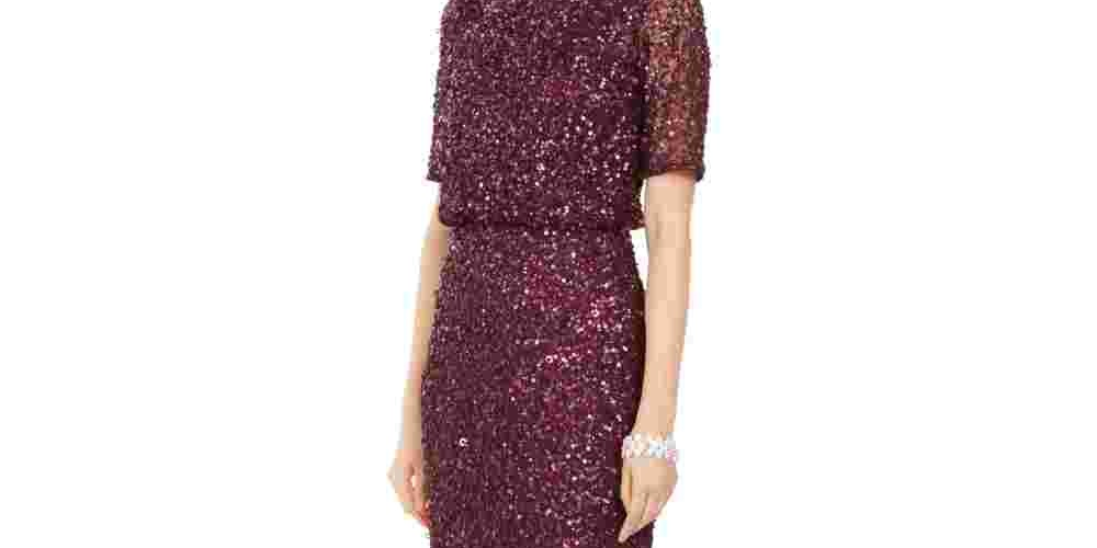 Adrianna Papell Women's Beaded Gown Wine Size 16