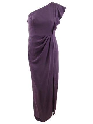 Adrianna Papell Women's Ruffled One-Shoulder Gown Purple Size 8